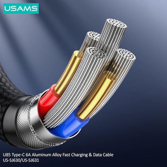 Usams Us-sj630 Braided USB 2.0 Cable USB-C male - USB-A 66W PD Μαύρο 1.2m SJ630USB01