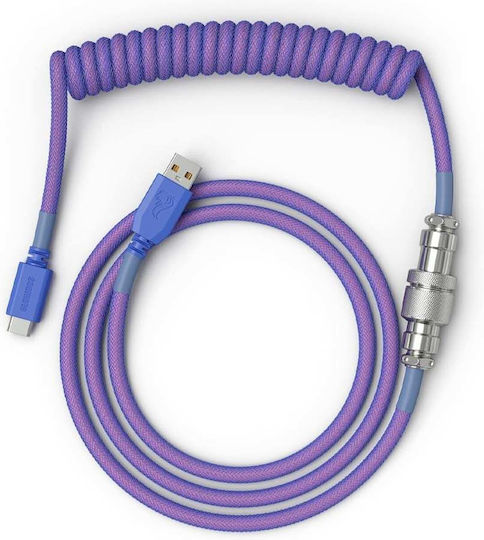 Glorious PC Gaming Race Gata-1417 Braided / Spiral USB 2.0 Cablu USB-C bărbătesc - USB-A Violet 1.37m (GLO-CBL-COIL-NEBULA)