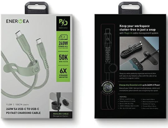 Energea USB 2.0 Kabel USB-C männlich - USB-C 240W PD Grüne 1,5m