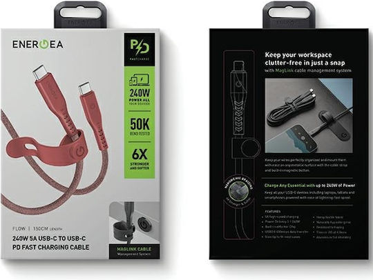 Energea USB 2.0 Cable USB-C Male - USB-C 240W PD Red 1.5m