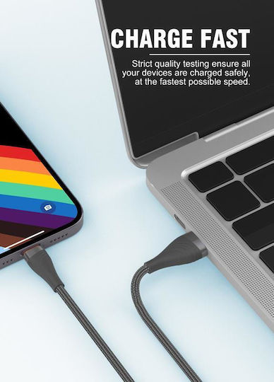 Ldnio Braided USB-A to Lightning Cable 30W Γκρι 1m