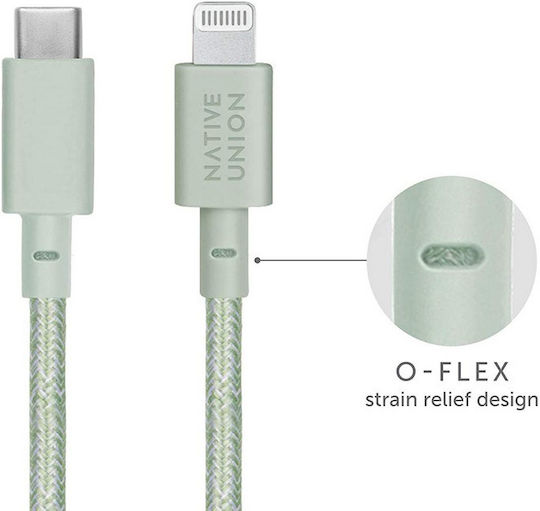 Native Union USB 2.0 Cable USB-C male - Lightning Sage 1.2m (BELT-CL-GRN-2-NP)
