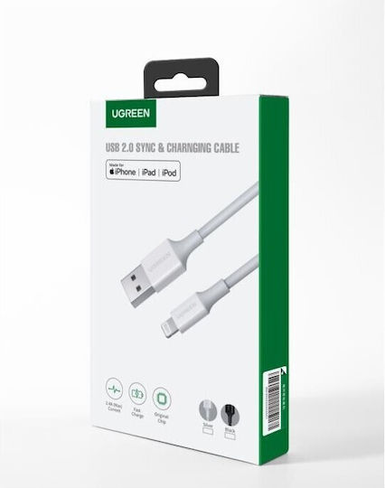 Ugreen US155 USB-A to Lightning Cable 12W Λευκό 1m (20728)