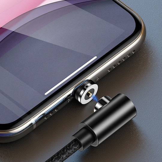Usams SJ444 Winkel (90°) / Geflochten / Magnetisch Abnehmbar USB-A zu Lightning Kabel Rot 1m (SJ444USB02)