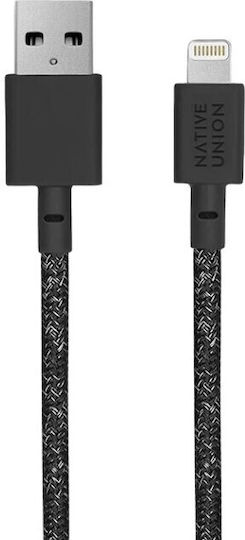Native Union Belt Braided USB-A to Lightning Cable Γκρι 1.2m Cosmos (BELT-L-CS-BLK-2-NP)