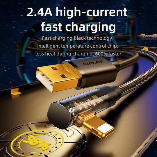 Joyroom S-UL012A6 Ъгъл (90°) / Плетена USB-A към Lightning кабел Син 1.2м