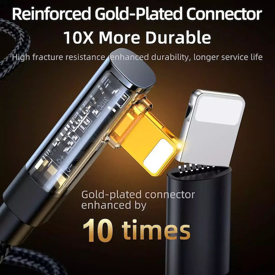 Joyroom S-UL012A6 Ъгъл (90°) / Плетена USB-A към Lightning кабел Син 1.2м