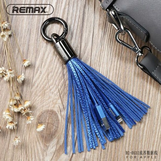 Remax Keychain USB to Lightning Cable Μπλε 0.08m (Tassels Ring)