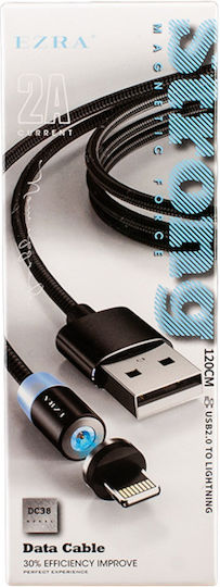 Ezra DC38 Magnetic Detachable USB-A to Lightning Cable Black 1.2m