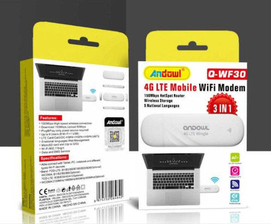 Andowl Q-WF30 Wireless 4G Modem / Router DSL portabil Wi-Fi 4