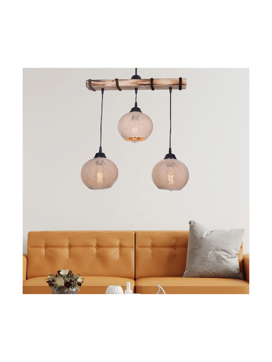 Megapap Pendant Light Three-Light with Rope for Socket E27 Beige