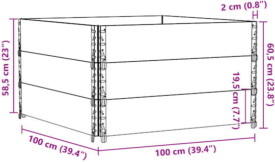 vidaXL Κολάρα Παλέτας 100x100x60.5εκ. 3τμχ