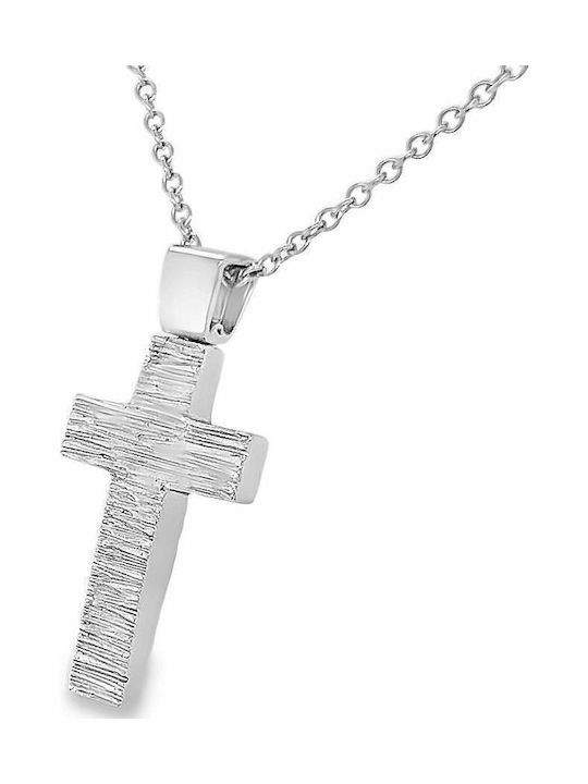 Zweiseitiges Kreuz Weißgold 14 Karat St106937