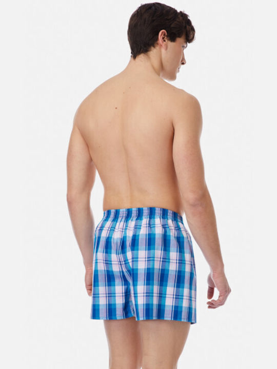 Ανδρικά Μποξεράκια Σιελ/Royal Pink Καρό 2Pack