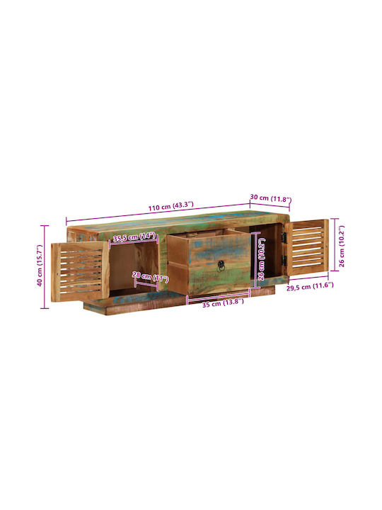 TV Stand from Solid Wood Coffee L110xW30xH40cm