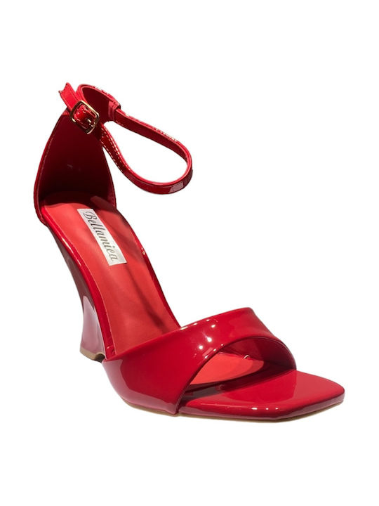 Famous Shoes Women's Ankle Strap Platforms Red