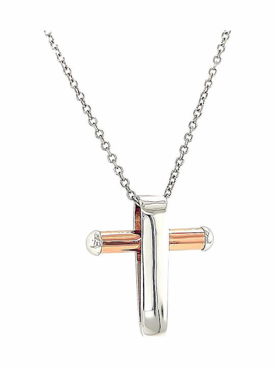 Herren Kreuz Roségold Weißgold 18K St106955