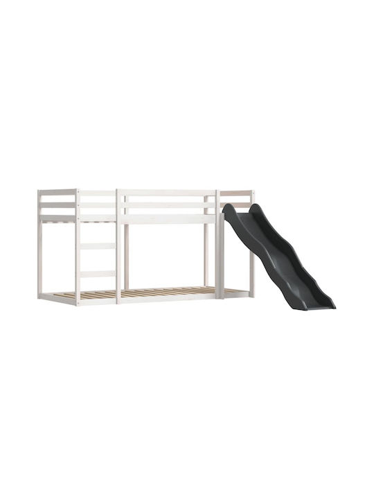 Pat pentru Copii Loft Bed Single Alb-Negru pentru Saltea 90x200cm