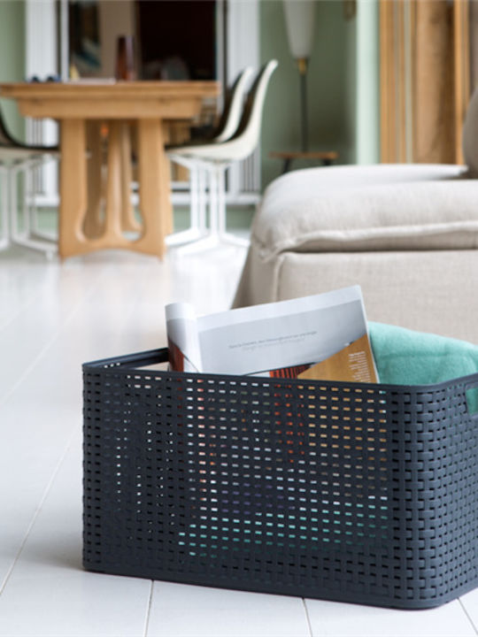 Curver Aufbewahrungskorb Rattan mit Deckel Gray 6Es 1Stück