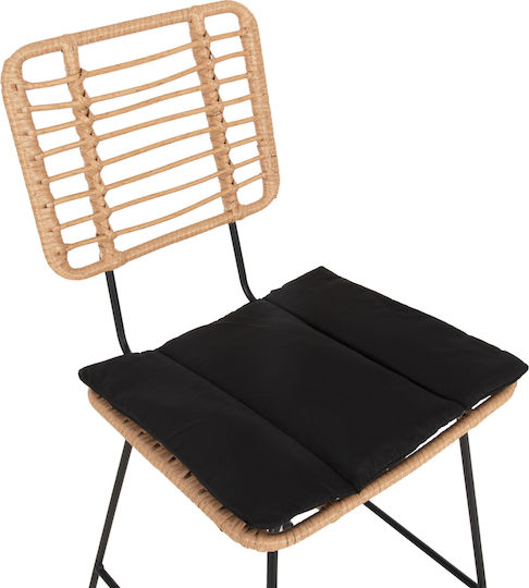 Scaun Rafturi și dulapuri pentru vin de Grădină Rattan Allegra cu pernă Negru 1buc 56x59x116cm