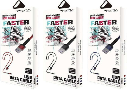 Treqa CA-8562 Cablu Braided USB-A La Lightning Albastru 2m CA-8562