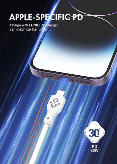 Ldnio Regular la Cablu Lightning 30W Alb 2m (LC812L)
