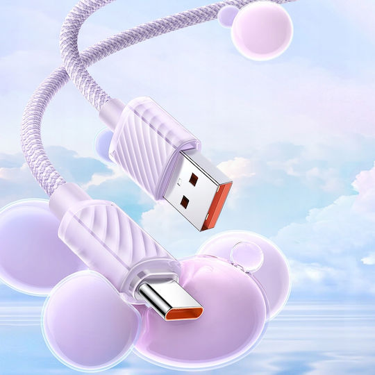 Mcdodo Плетена USB-A към Lightning кабел 100W Лилав 1.2м (CA-3652)