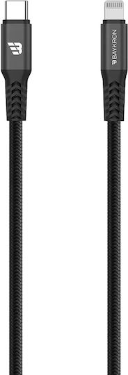 Baykron Braided USB-C to Lightning Cable Μαύρο 2m (BA-C2L-BLK2.0)