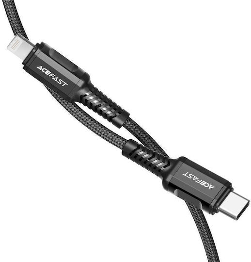Acefast Плетена USB-C към Lightning кабел 30W Черен 1.2м (C1-01)