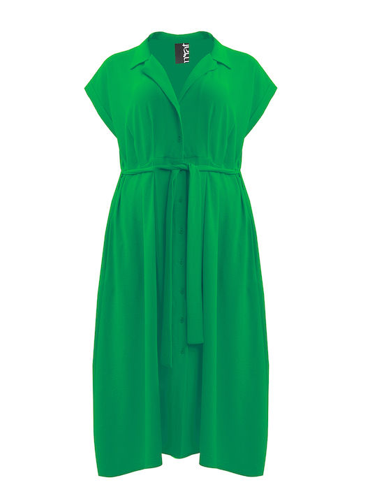 Mat Fashion Midi Shirt Dress Dress Green