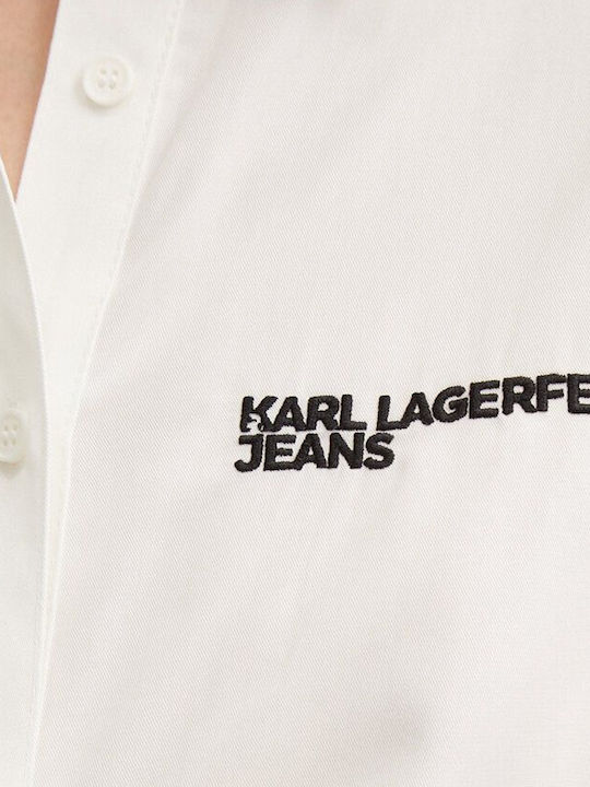 Langärmelig Damen Hemd White