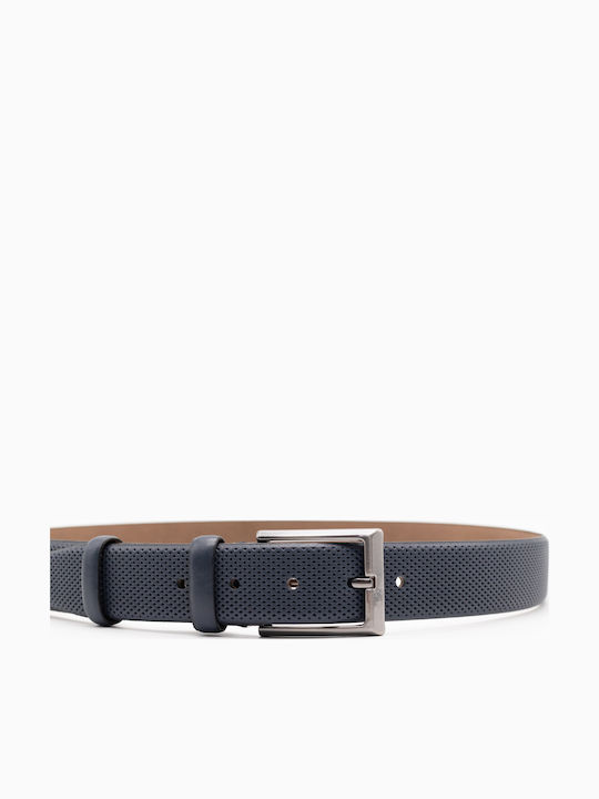 Herren Leder Gürtel Blau mit Metallschnalle