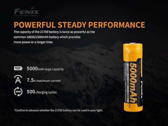 Fenix Επαναφορτιζόμενη Μπαταρία 21700 5000mAh 3.6V 1τμχ