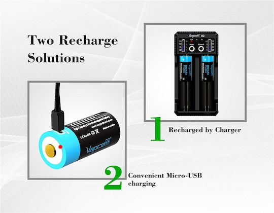 Vapcell Επαναφορτιζόμενη Μπαταρία 16340 800mAh 3.6V 1τμχ