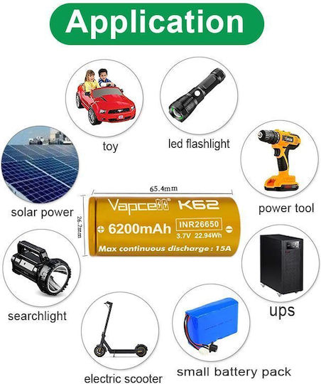 Vapcell Презареждаща батерия 26650 6200mAh 3.6V 1бр