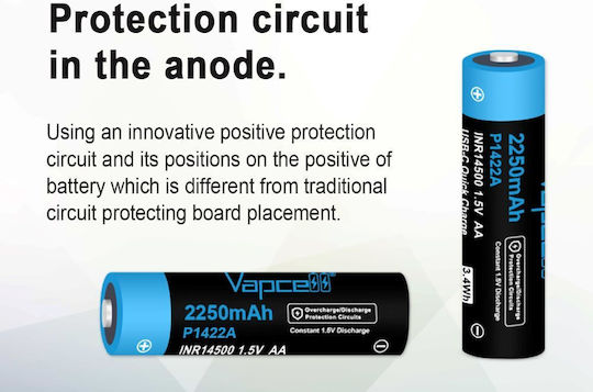 Vapcell Презареждаща батерия 14500 2250mAh 1.5V 1бр