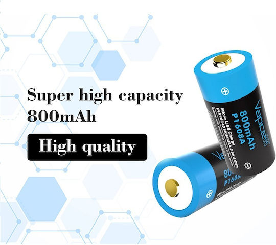 Vapcell Επαναφορτιζόμενη Μπαταρία 16340 800mAh 3.6V 1τμχ