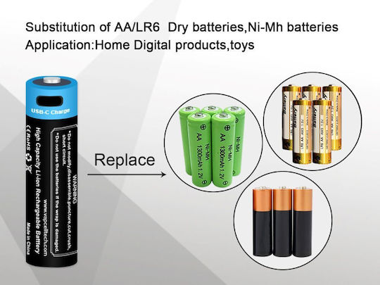 Vapcell Презареждаща батерия 14500 2250mAh 1.5V 1бр