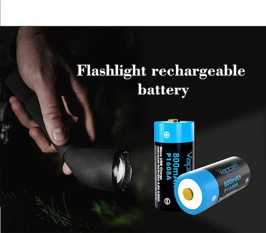 Vapcell Επαναφορτιζόμενη Μπαταρία 16340 800mAh 3.6V 1τμχ