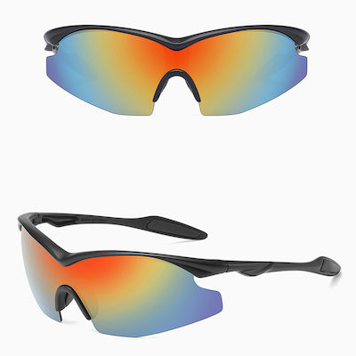 Techsuit Cycling Glasses with Black Frame & Mirror Lenses