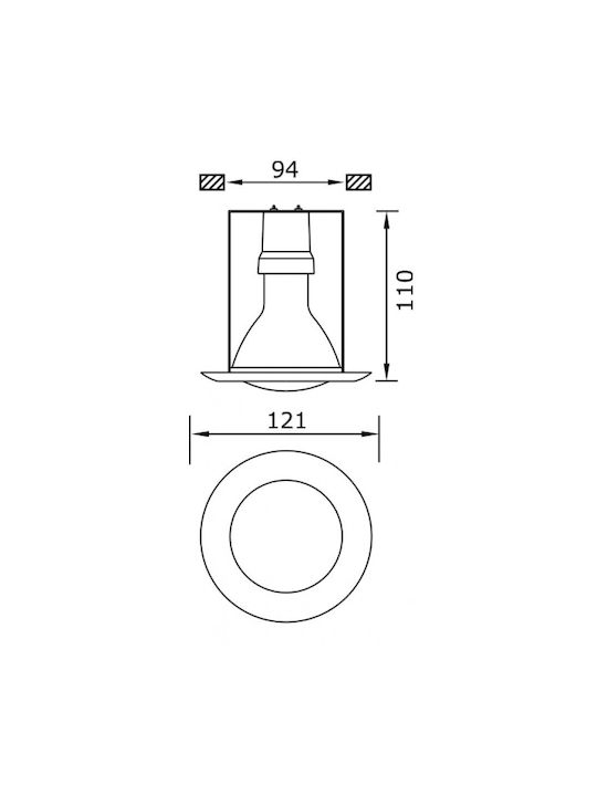 DIL Round Recessed Spot with Socket E27 Gray 10x10cm. 1pcs