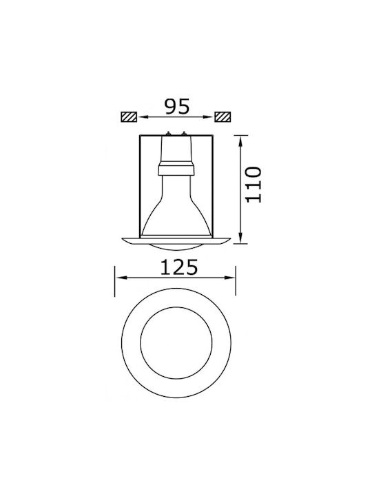 DIL Round Metallic Recessed Spot with Socket E27 Satine 10x10cm. 1pcs