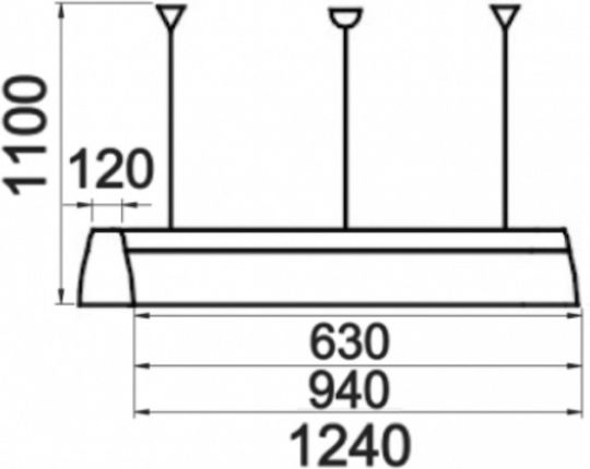DIL XF236C Fluorescent Ceiling Light with 2 Light Bulb Places T8 Shape for G13 Base L124xD12xH12cm