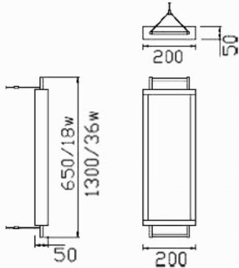 DIL FL-OLY T8 Fluorescent Ceiling Light with 2 Light Bulb Places T8 Shape for G13 Base L65xD20xH5cm
