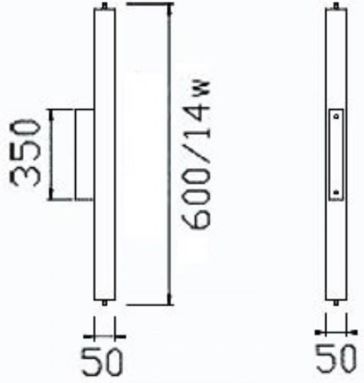 DIL Fluorescent Ceiling Light T5 Shape for G5 Base L60xD5xH5cm