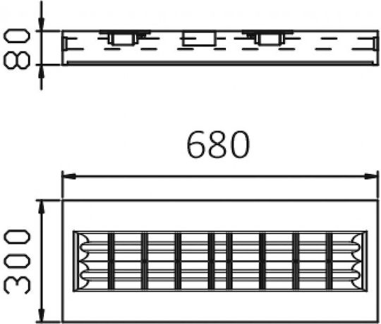 DIL Fluorescent Ceiling Light with 2 Light Bulb Places T8 Shape for G13 Base L68xD30xH8cm