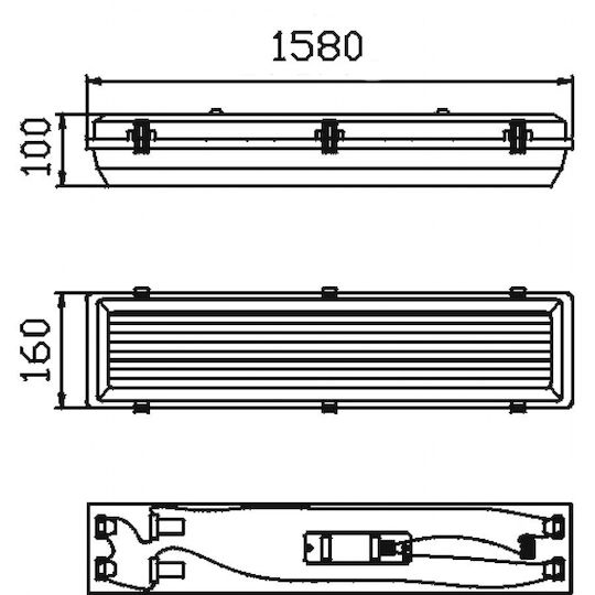 DIL Γραμμικό Φωτιστικό Οροφής IP65 Μ158xΒ10xΥ16εκ.