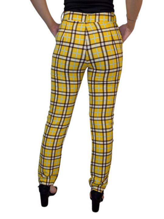 Morena Spain Women's Fabric Trousers in Regular Fit Yellow