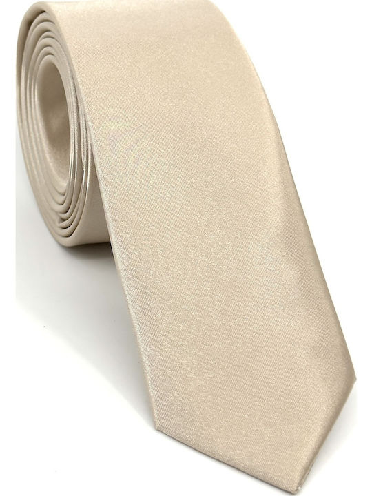 L-053-53 Γραβατα 6,5 Cm Set Μαντηλακι Υφασμα Satin Glossy Χρωμα Ivory
