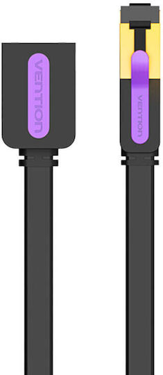 Vention Flat U/UTP Cat.7 (10Gbps) Καλώδιο Δικτύου Ethernet 1.5m Μαύρο